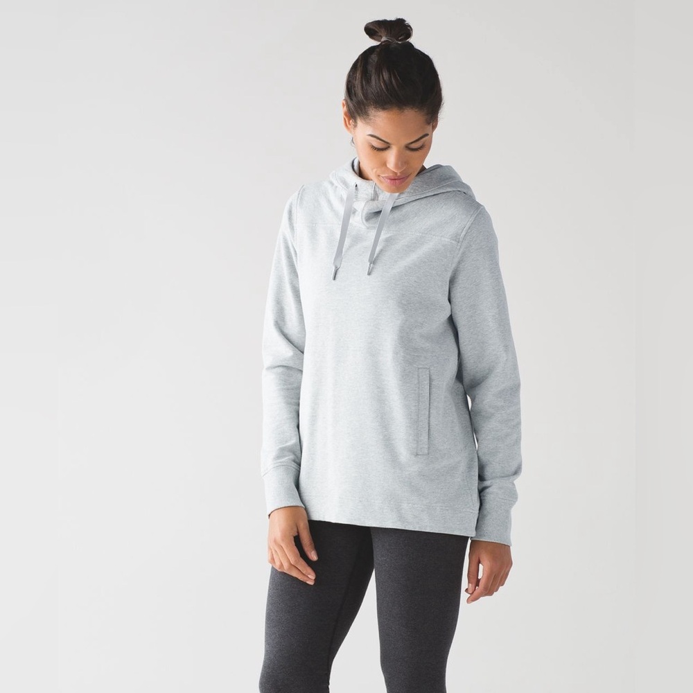Lululemon Split Pullover Hoodie – Heathered Light Grey / Seal Grey – Size 6
